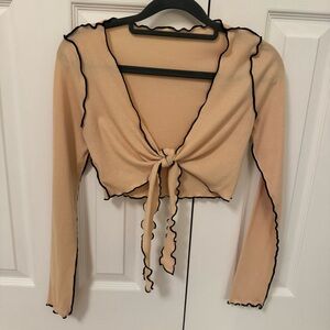 SHEIN Contrast Binding Knot Front Rib-knit Top